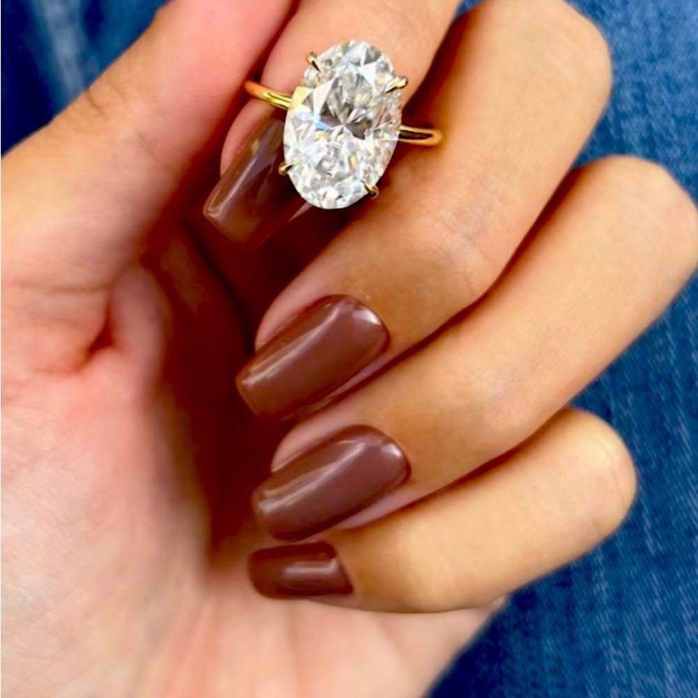 6 carat Moissanite oval engagement ring .14k gold